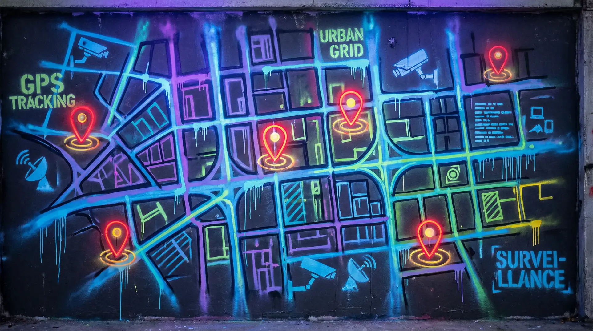 达达兔影院 狗仔追踪地图 - 城市涂鸦风格